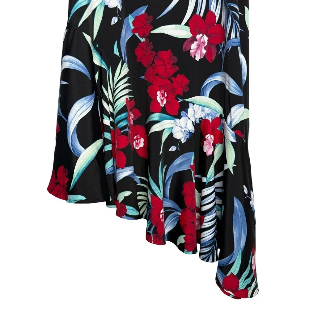 Tommy Bahama Dress Large Midnight Orchid Asymmetric Beach Resort Tropical - Picture 3 of 9